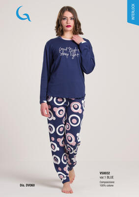 DAMEN-PYJAMA M/L V50032 Tellini S.R.L. Großhandelskleidung